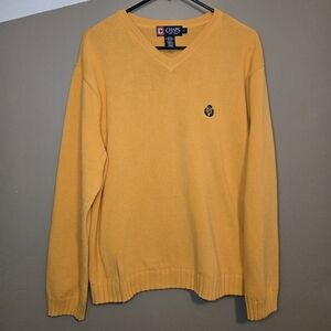 Chaps Ralph Lauren Men's V-Neck Sweater Long Sleeve Pullover Size Medium Yellow